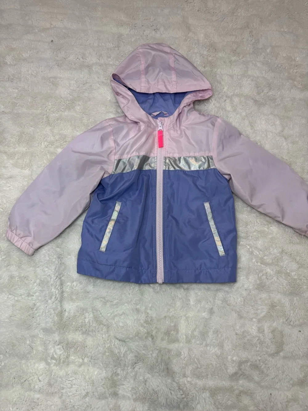 Cat & Jack Colorblock Hooded Windbreaker Jacket - Pink & Purple